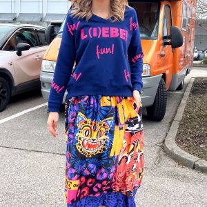 Viscose-Satin Maxi-Rock Cat come on