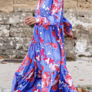 Flower Dragon Kleid - Blau