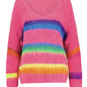 Pullover mit multicolor Stripes - pink-multicolor