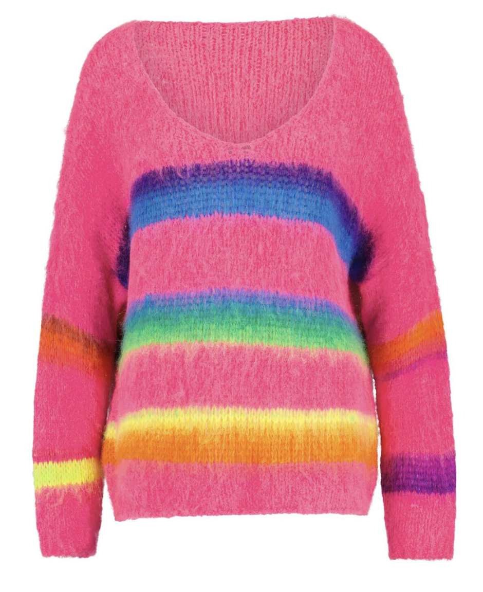 Pullover mit multicolor Stripes - pink-multicolor