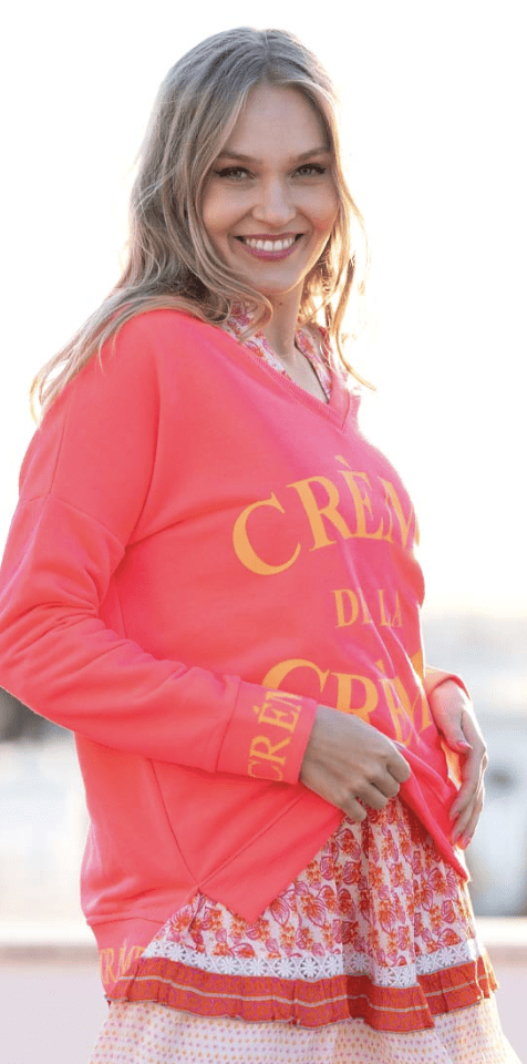 V - Neck Creme de la Creme pink neonorange