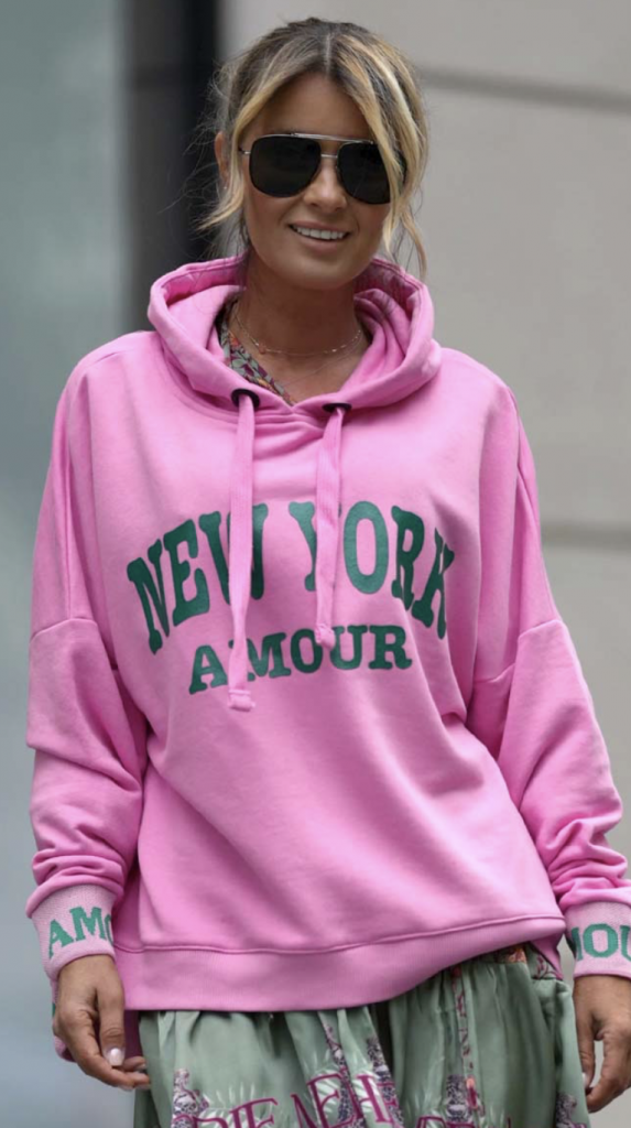 New York Kapuzenpullover Damen - NY Loves ME Hoodie Aus Baumwolle, Kuschelig Warm