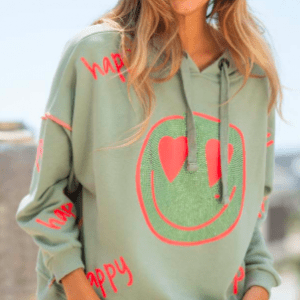 Hoodie Heartface Happy Strass