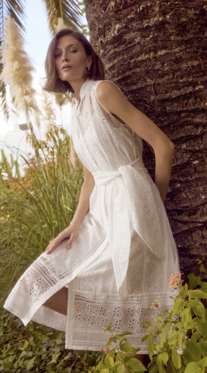 Claire Luise - Midikleid hochgeschlossen weiss