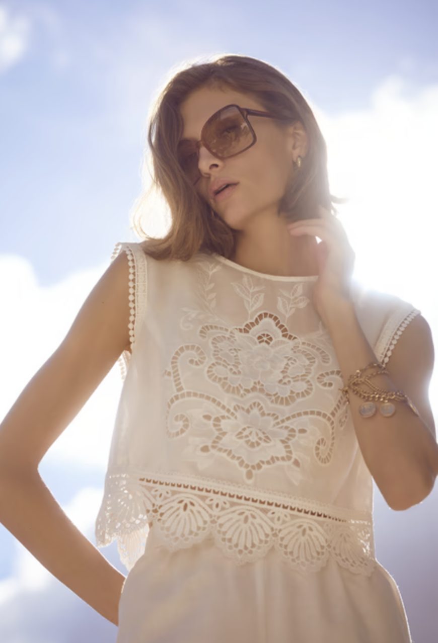 Claire Luise - Spitzentop weiss