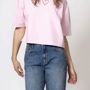 Crpped T-Shirt Heart Soft Blush