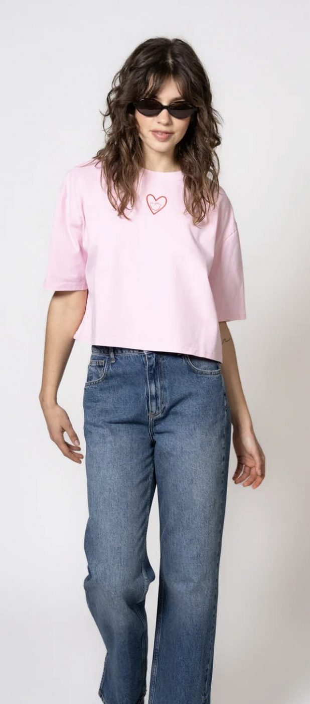 Crpped T-Shirt Heart Soft Blush