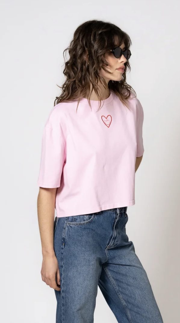 Crpped T-Shirt Heart Soft Blush – Bild 3