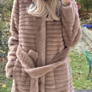 Sandro Ferrone Fake Fur Mantel beige