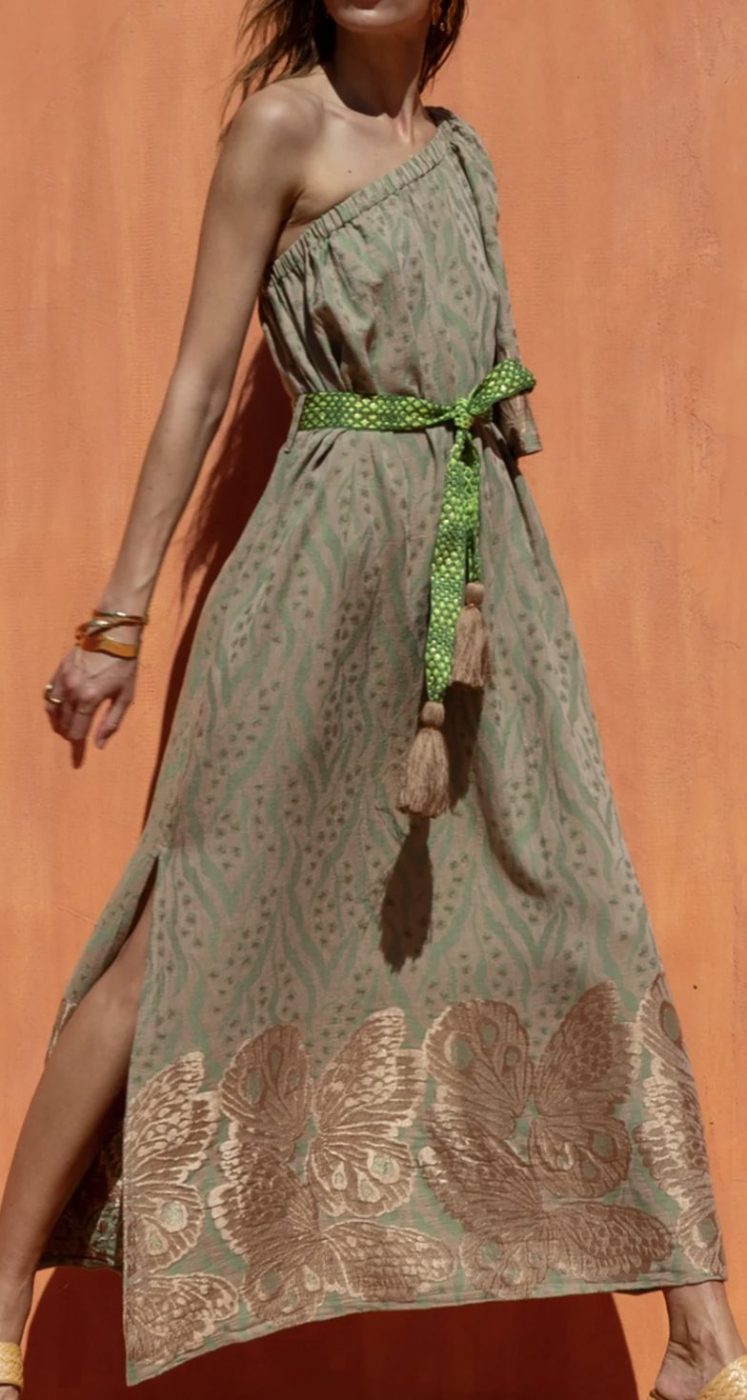 NEMA - One Shoulder Kleid grün