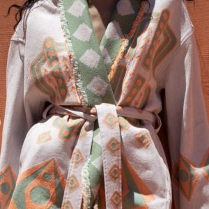 NEMA - lange Kimono Jacke beige - orange