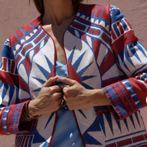 NEMA - kurze Jaquard Jacke Sarti - blau rot weiss