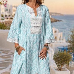 NEMA - Kleid lang - Kimono Hera hellblau