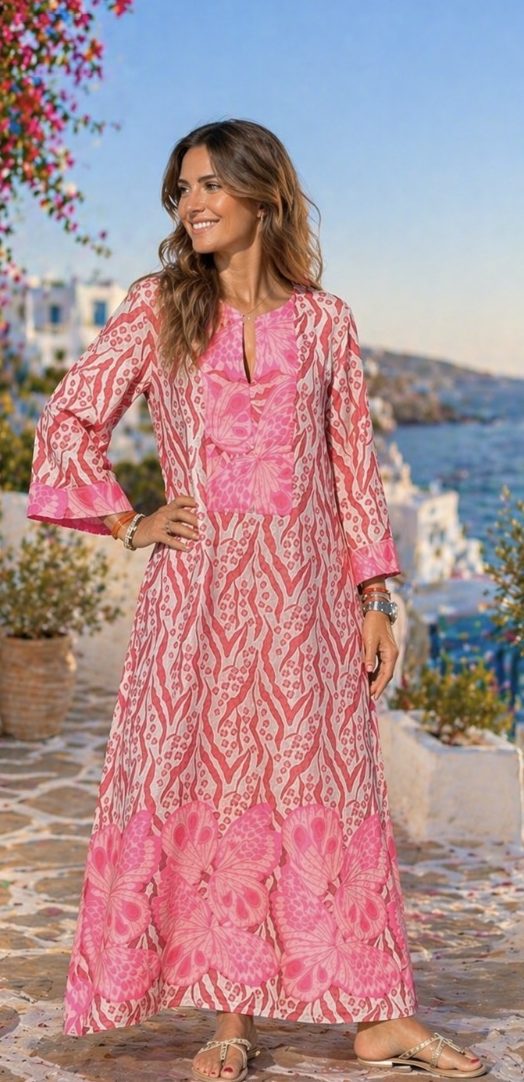 NEMA - Kleid lang - Kimono Hera rot